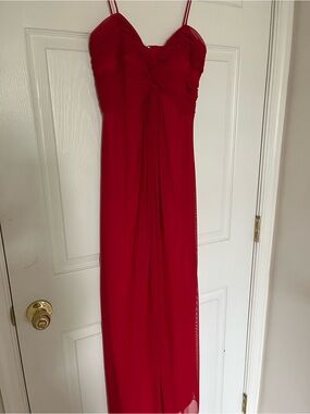 Betsy & Adam Red Spaghetti-Strap Chiffon Maxi Dress